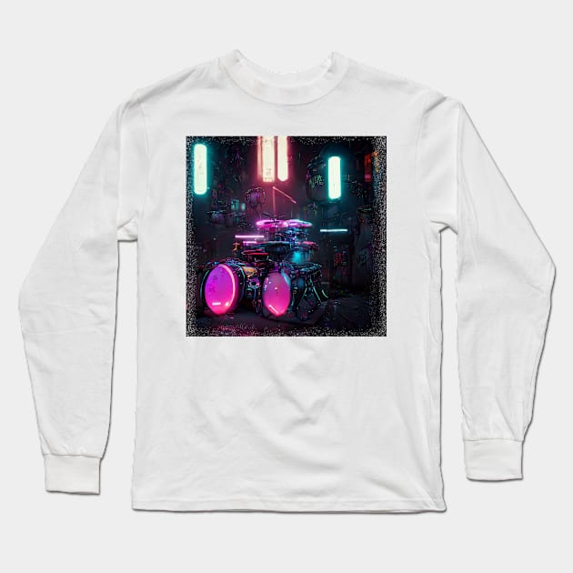 CyberPunk Drum kit Long Sleeve T-Shirt by llspear